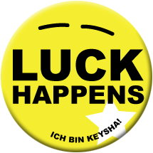 luck happens button 76x76mm3d